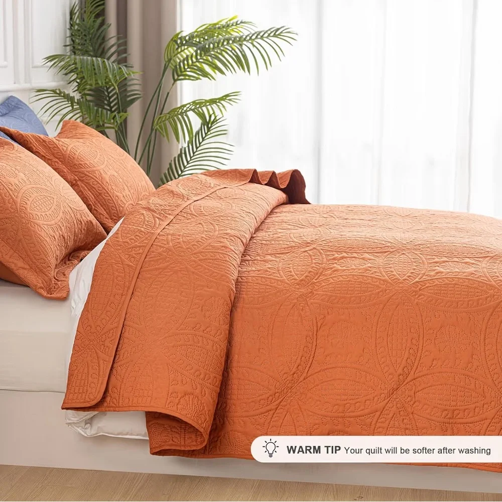 Superior Cotton Fleur De Lis Bedspread 100% Cotton Raised Medallion Quilt Only